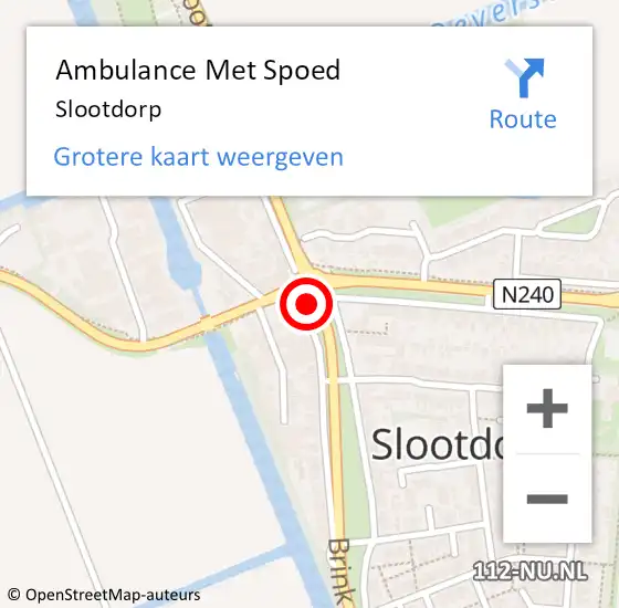 Locatie op kaart van de 112 melding: Ambulance Met Spoed Naar Slootdorp op 19 april 2024 21:36