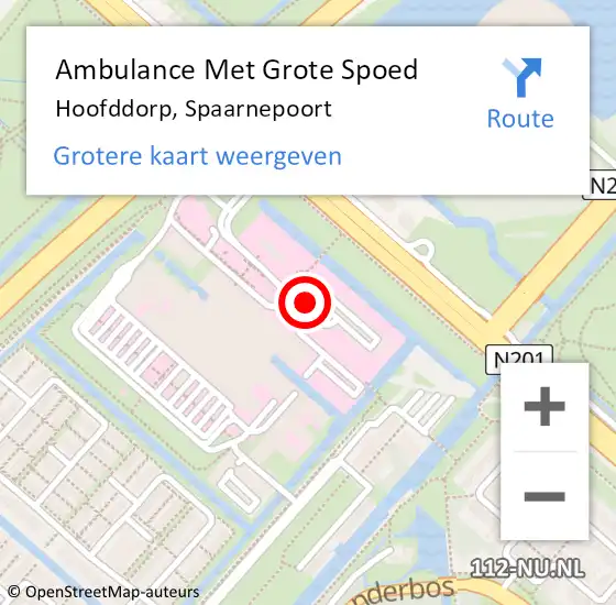 Locatie op kaart van de 112 melding: Ambulance Met Grote Spoed Naar Hoofddorp, Spaarnepoort op 19 april 2024 21:47