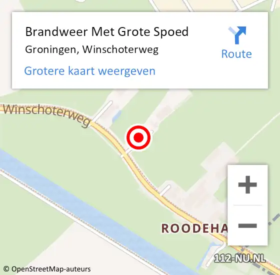 Locatie op kaart van de 112 melding: Brandweer Met Grote Spoed Naar Groningen, Winschoterweg op 19 april 2024 22:05