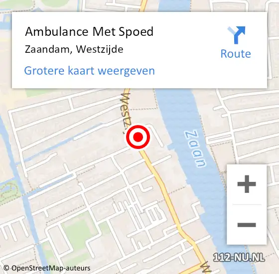 Locatie op kaart van de 112 melding: Ambulance Met Spoed Naar Zaandam, Westzijde op 19 april 2024 22:14