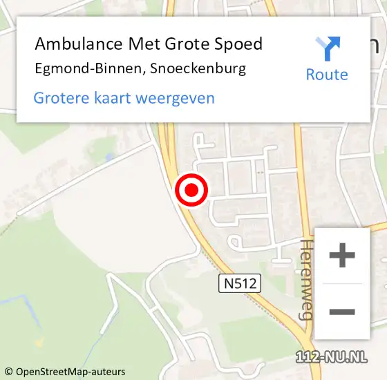 Locatie op kaart van de 112 melding: Ambulance Met Grote Spoed Naar Egmond-Binnen, Snoeckenburg op 19 april 2024 22:17