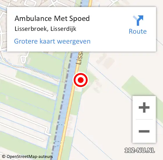 Locatie op kaart van de 112 melding: Ambulance Met Spoed Naar Lisserbroek, Lisserdijk op 19 april 2024 22:21