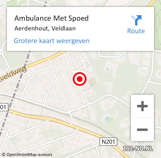 Locatie op kaart van de 112 melding: Ambulance Met Spoed Naar Aerdenhout, Veldlaan op 19 april 2024 22:32