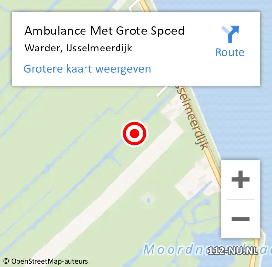 Locatie op kaart van de 112 melding: Ambulance Met Grote Spoed Naar Warder, IJsselmeerdijk op 19 april 2024 22:33