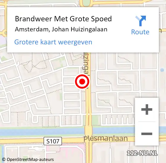 Locatie op kaart van de 112 melding: Brandweer Met Grote Spoed Naar Amsterdam, Johan Huizingalaan op 19 april 2024 22:59