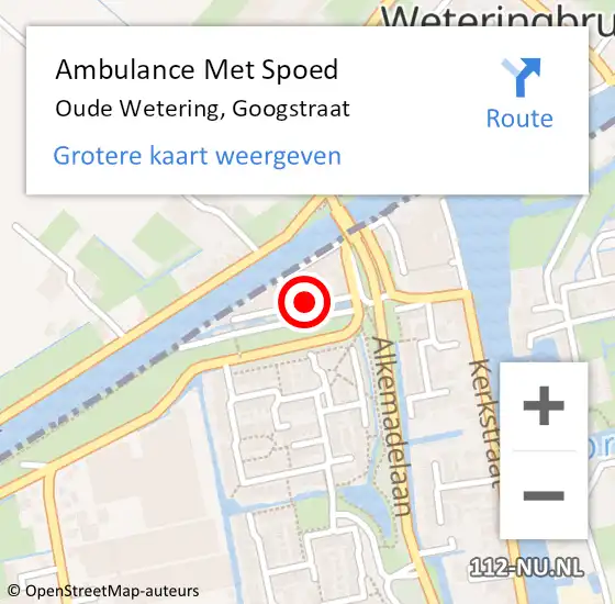 Locatie op kaart van de 112 melding: Ambulance Met Spoed Naar Oude Wetering, Googstraat op 19 april 2024 23:25