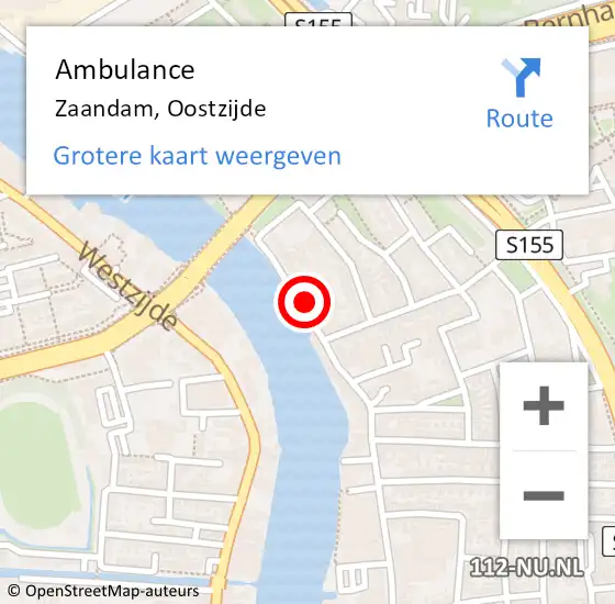 Locatie op kaart van de 112 melding: Ambulance Zaandam, Oostzijde op 19 april 2024 23:26