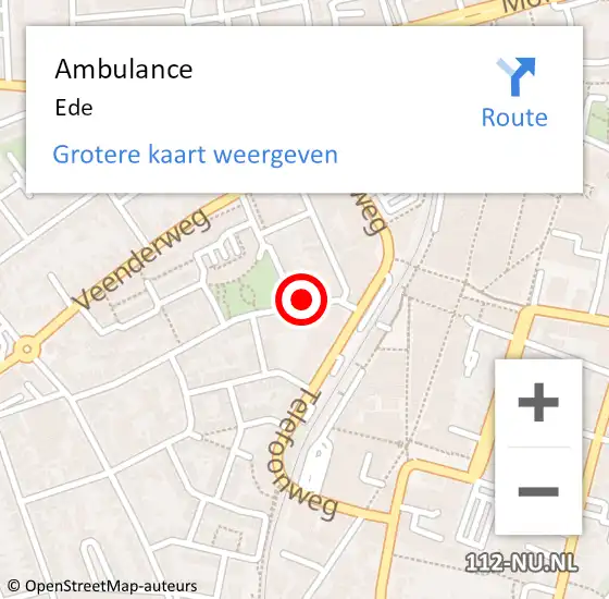 Locatie op kaart van de 112 melding: Ambulance Ede op 19 april 2024 23:28
