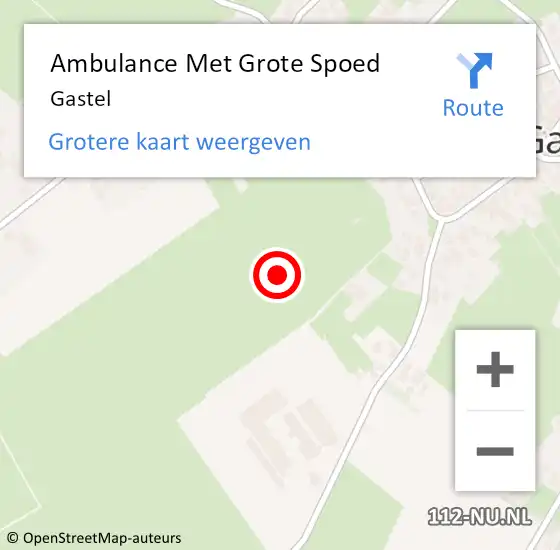 Locatie op kaart van de 112 melding: Ambulance Met Grote Spoed Naar Gastel op 19 april 2024 23:32