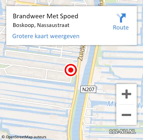 Locatie op kaart van de 112 melding: Brandweer Met Spoed Naar Boskoop, Nassaustraat op 19 april 2024 23:33
