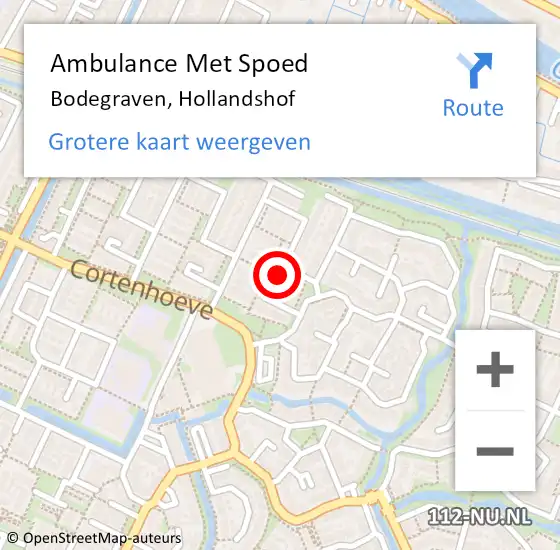 Locatie op kaart van de 112 melding: Ambulance Met Spoed Naar Bodegraven, Hollandshof op 19 april 2024 23:49