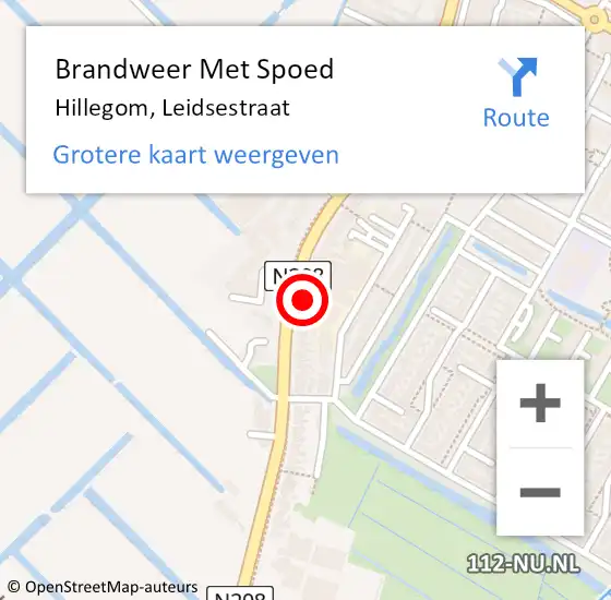 Locatie op kaart van de 112 melding: Brandweer Met Spoed Naar Hillegom, Leidsestraat op 20 april 2024 00:21