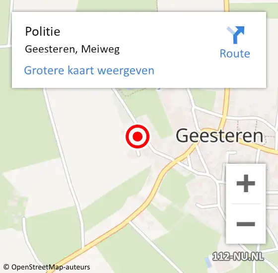 Locatie op kaart van de 112 melding: Politie Geesteren, Meiweg op 20 april 2024 00:26