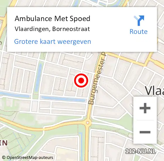 Locatie op kaart van de 112 melding: Ambulance Met Spoed Naar Vlaardingen, Borneostraat op 20 april 2024 00:45