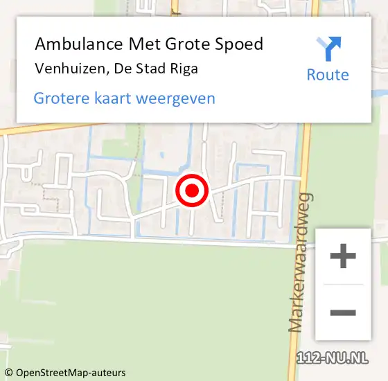 Locatie op kaart van de 112 melding: Ambulance Met Grote Spoed Naar Venhuizen, De Stad Riga op 20 april 2024 00:50
