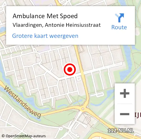 Locatie op kaart van de 112 melding: Ambulance Met Spoed Naar Vlaardingen, Antonie Heinsiusstraat op 20 april 2024 00:52