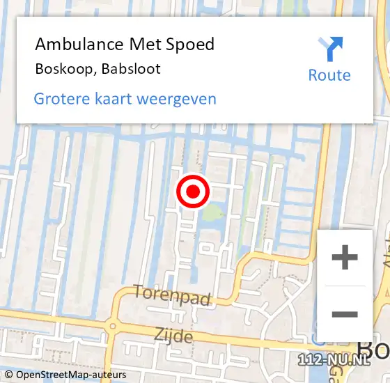 Locatie op kaart van de 112 melding: Ambulance Met Spoed Naar Boskoop, Babsloot op 20 april 2024 01:00