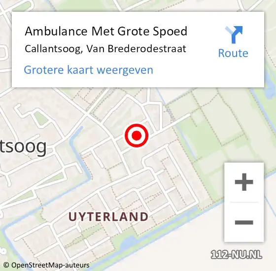 Locatie op kaart van de 112 melding: Ambulance Met Grote Spoed Naar Callantsoog, Van Brederodestraat op 20 april 2024 01:07