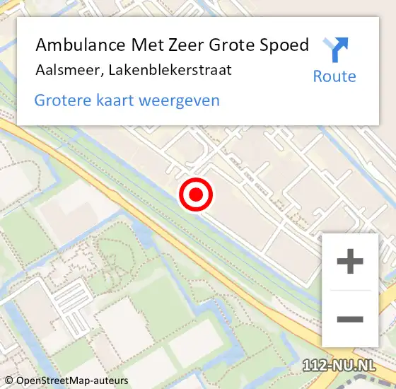 Locatie op kaart van de 112 melding: Ambulance Met Zeer Grote Spoed Naar Aalsmeer, Lakenblekerstraat op 20 april 2024 01:14