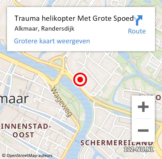 Locatie op kaart van de 112 melding: Trauma helikopter Met Grote Spoed Naar Alkmaar, Randersdijk op 20 april 2024 01:20