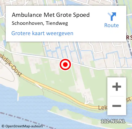 Locatie op kaart van de 112 melding: Ambulance Met Grote Spoed Naar Schoonhoven, Tiendweg op 20 april 2024 01:22