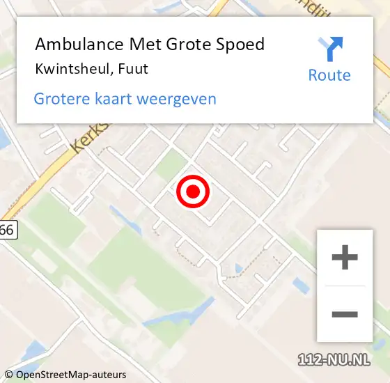 Locatie op kaart van de 112 melding: Ambulance Met Grote Spoed Naar Kwintsheul, Fuut op 20 april 2024 01:26