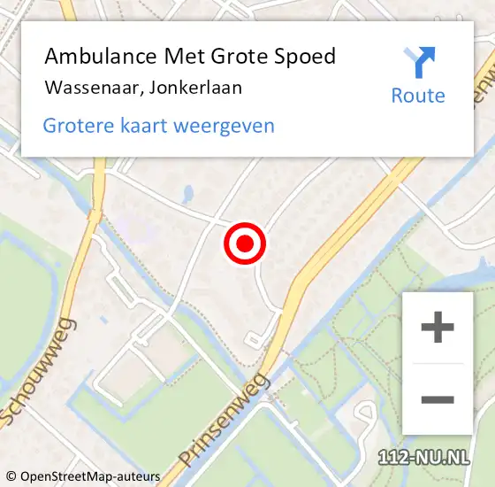 Locatie op kaart van de 112 melding: Ambulance Met Grote Spoed Naar Wassenaar, Jonkerlaan op 20 april 2024 01:46