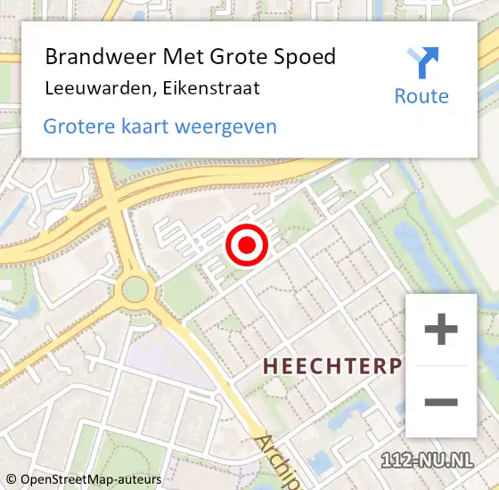 Locatie op kaart van de 112 melding: Brandweer Met Grote Spoed Naar Leeuwarden, Eikenstraat op 20 april 2024 01:49