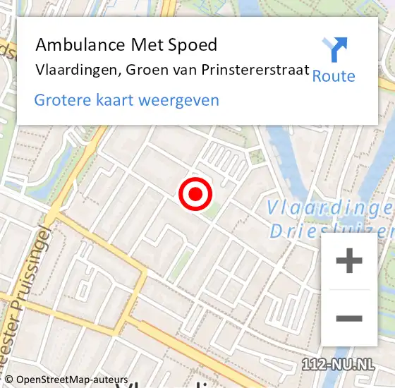 Locatie op kaart van de 112 melding: Ambulance Met Spoed Naar Vlaardingen, Groen van Prinstererstraat op 20 april 2024 01:53