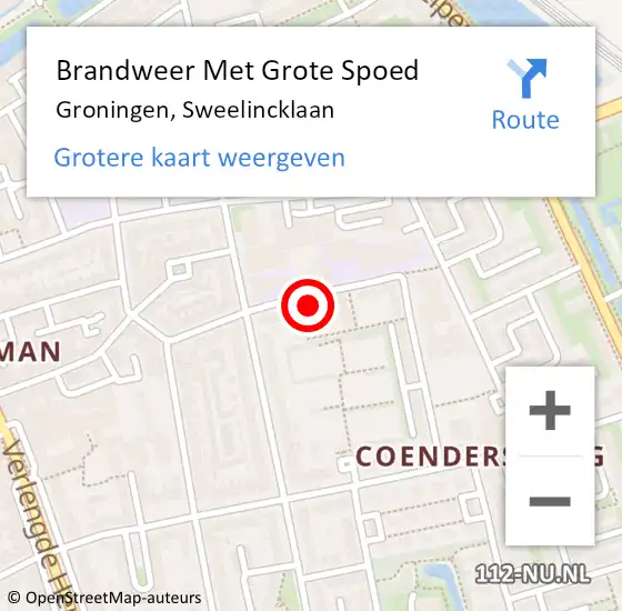 Locatie op kaart van de 112 melding: Brandweer Met Grote Spoed Naar Groningen, Sweelincklaan op 20 april 2024 02:02