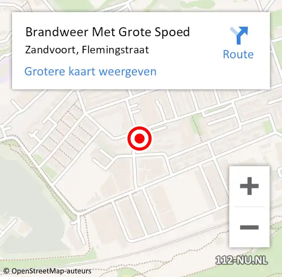 Locatie op kaart van de 112 melding: Brandweer Met Grote Spoed Naar Zandvoort, Flemingstraat op 20 april 2024 02:04