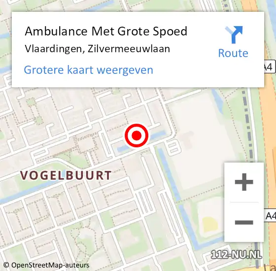Locatie op kaart van de 112 melding: Ambulance Met Grote Spoed Naar Vlaardingen, Zilvermeeuwlaan op 20 april 2024 02:19