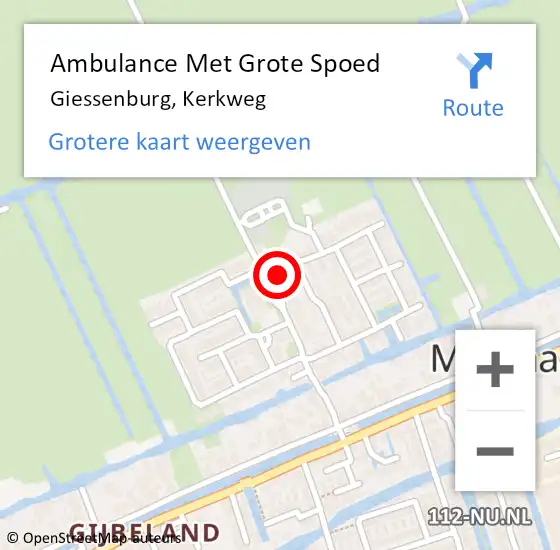 Locatie op kaart van de 112 melding: Ambulance Met Grote Spoed Naar Giessenburg, Kerkweg op 20 april 2024 02:43