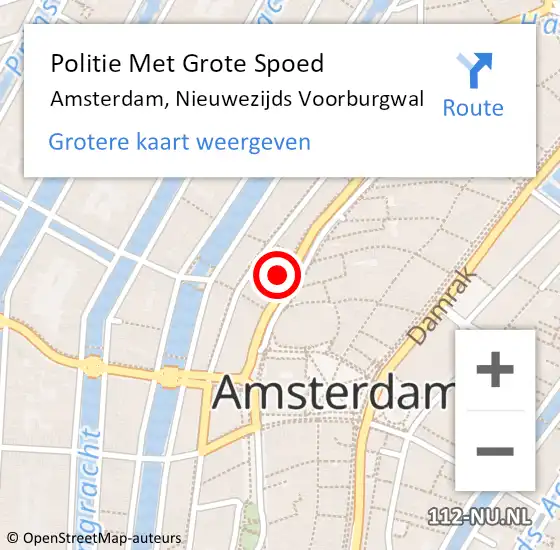 Locatie op kaart van de 112 melding: Politie Met Grote Spoed Naar Amsterdam, Nieuwezijds Voorburgwal op 20 april 2024 03:19
