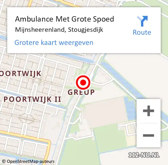 Locatie op kaart van de 112 melding: Ambulance Met Grote Spoed Naar Mijnsheerenland, Stougjesdijk op 20 april 2024 05:42