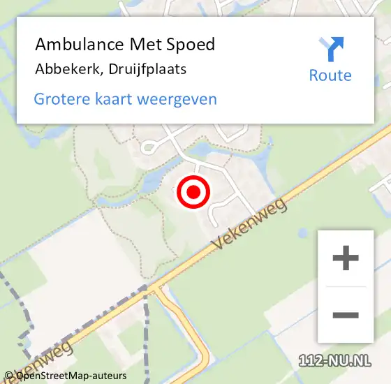 Locatie op kaart van de 112 melding: Ambulance Met Spoed Naar Abbekerk, Druijfplaats op 20 april 2024 05:56