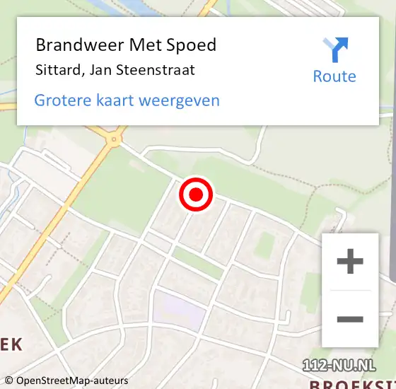 Locatie op kaart van de 112 melding: Brandweer Met Spoed Naar Sittard, Jan Steenstraat op 20 april 2024 06:08