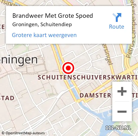 Locatie op kaart van de 112 melding: Brandweer Met Grote Spoed Naar Groningen, Schuitendiep op 20 april 2024 06:21