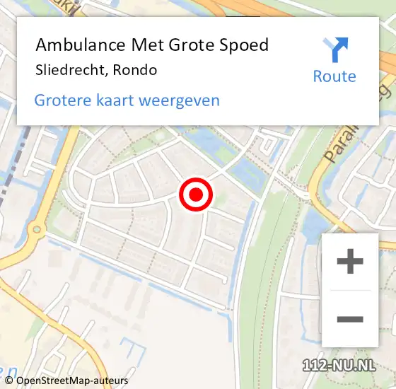 Locatie op kaart van de 112 melding: Ambulance Met Grote Spoed Naar Sliedrecht, Rondo op 20 april 2024 06:30