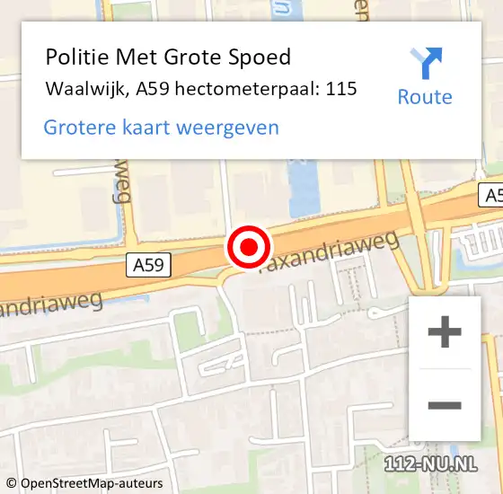 Locatie op kaart van de 112 melding: Politie Met Grote Spoed Naar Waalwijk, A59 hectometerpaal: 115 op 20 april 2024 06:33