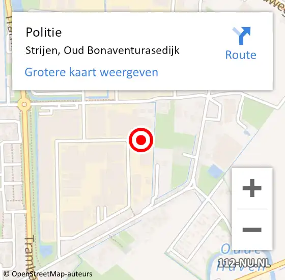 Locatie op kaart van de 112 melding: Politie Strijen, Oud Bonaventurasedijk op 20 april 2024 06:53