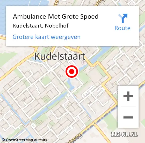 Locatie op kaart van de 112 melding: Ambulance Met Grote Spoed Naar Kudelstaart, Nobelhof op 20 april 2024 07:08