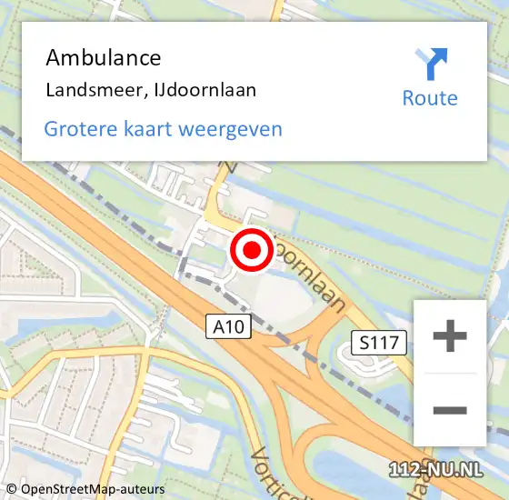 Locatie op kaart van de 112 melding: Ambulance Landsmeer, IJdoornlaan op 20 april 2024 07:26