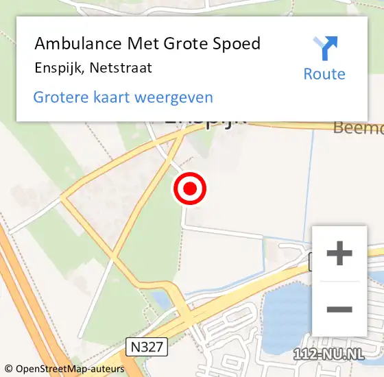 Locatie op kaart van de 112 melding: Ambulance Met Grote Spoed Naar Enspijk, Netstraat op 3 oktober 2014 05:12