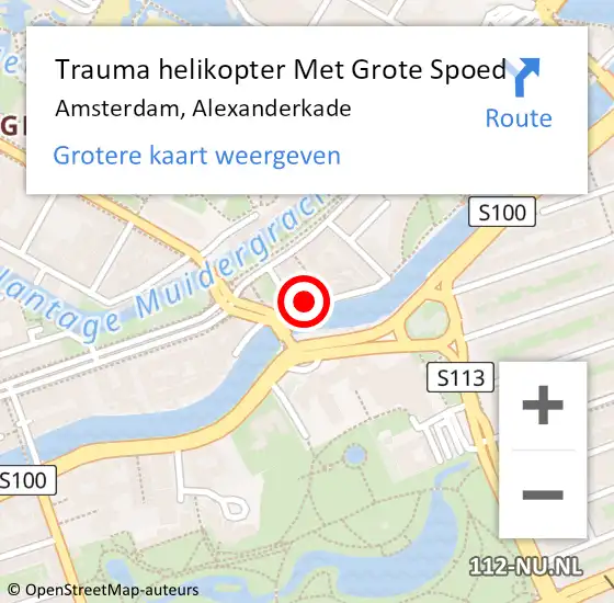 Locatie op kaart van de 112 melding: Trauma helikopter Met Grote Spoed Naar Amsterdam, Alexanderkade op 20 april 2024 07:34