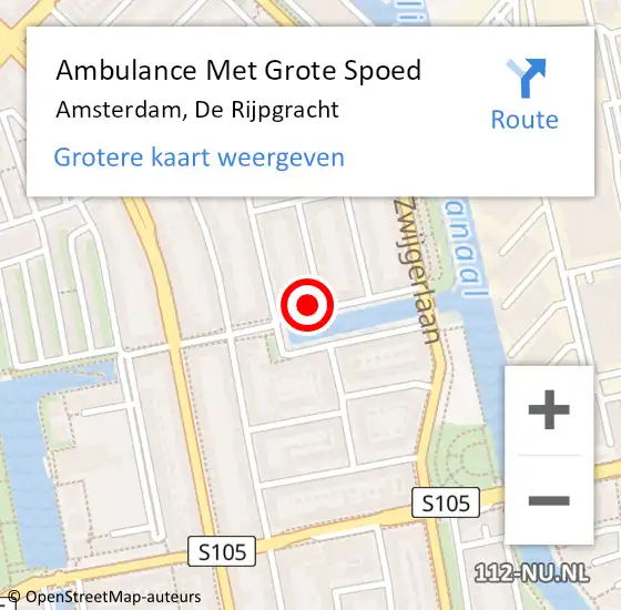 Locatie op kaart van de 112 melding: Ambulance Met Grote Spoed Naar Amsterdam, De Rijpgracht op 20 april 2024 08:47