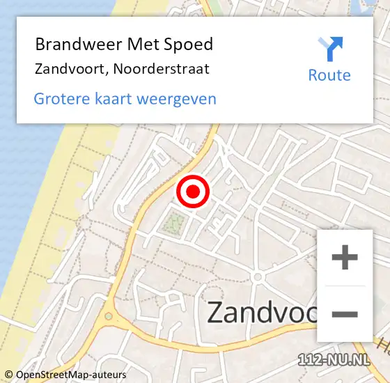 Locatie op kaart van de 112 melding: Brandweer Met Spoed Naar Zandvoort, Noorderstraat op 20 april 2024 09:50