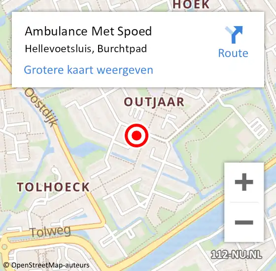 Locatie op kaart van de 112 melding: Ambulance Met Spoed Naar Hellevoetsluis, Burchtpad op 20 april 2024 10:03