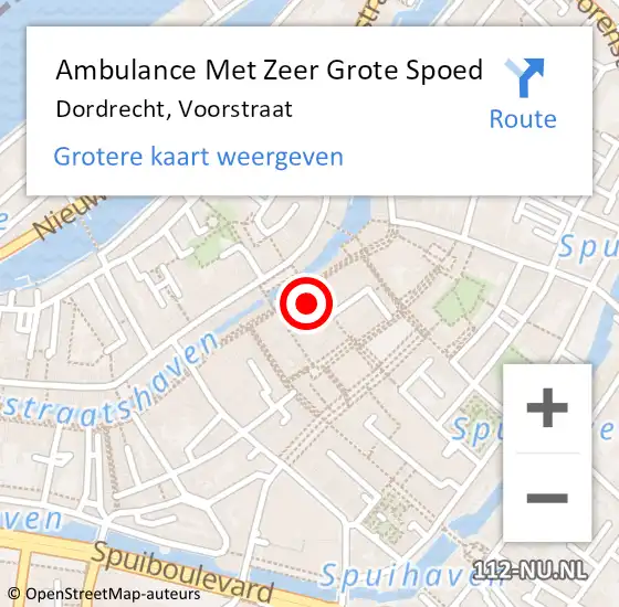 Locatie op kaart van de 112 melding: Ambulance Met Zeer Grote Spoed Naar Dordrecht, Voorstraat op 20 april 2024 10:03
