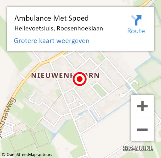 Locatie op kaart van de 112 melding: Ambulance Met Spoed Naar Hellevoetsluis, Roosenhoeklaan op 20 april 2024 10:05